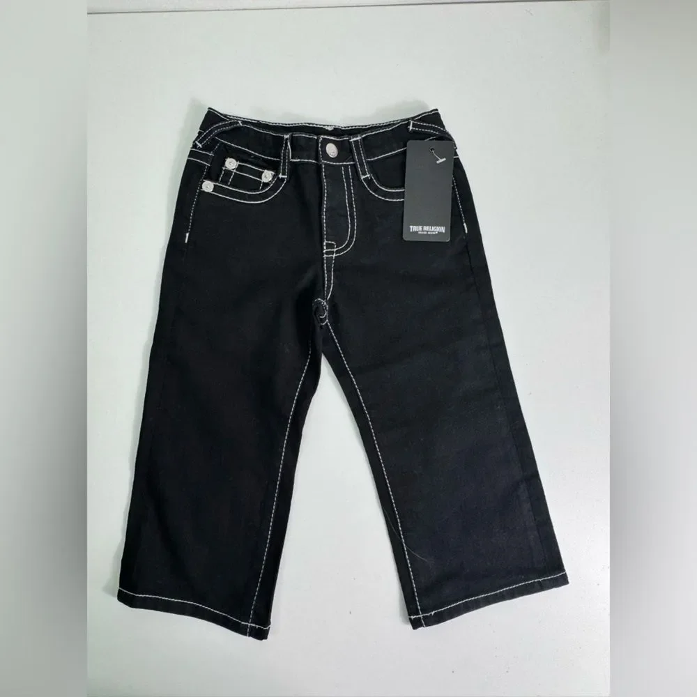 True Religion Black Kids Jeans with White Contrast Stitching Sz 3T NWT